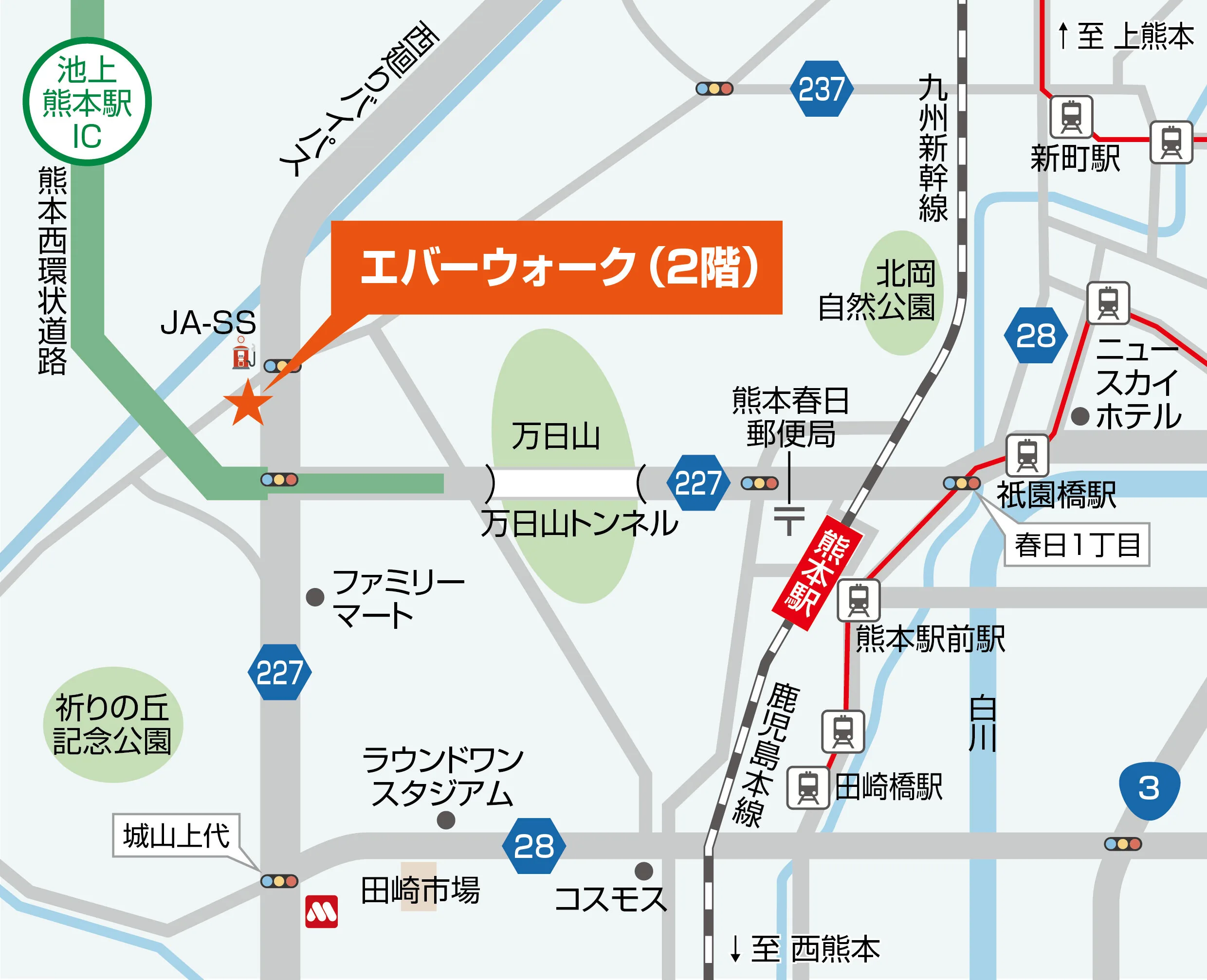 アクセスマップ（熊本市西区池上町）